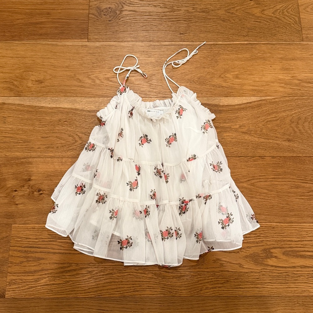 Never been worn white floral babydoll tank top from asos